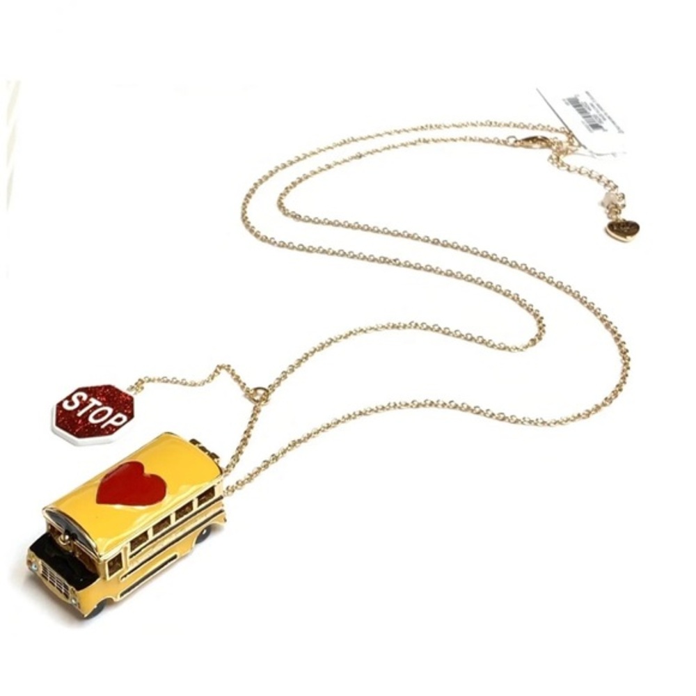 Betsey Johnson Gold Tone Yellow School Bus NWT